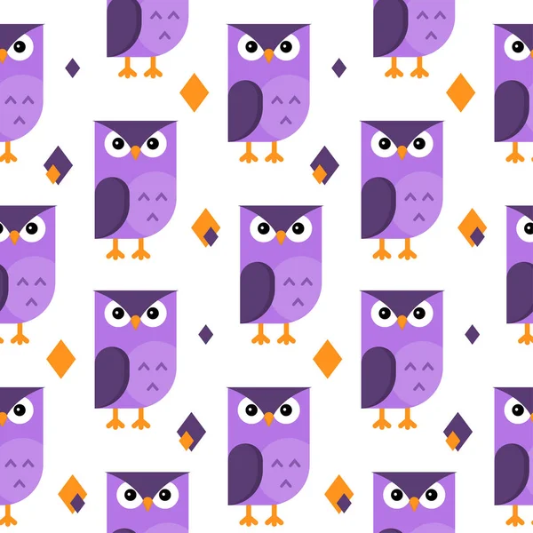 Vector Seamless Pattern Owls — Stock Vector