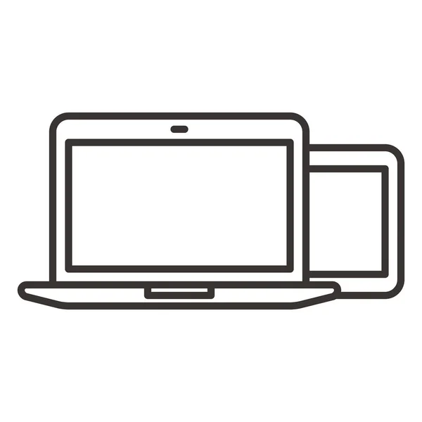 Ilustrasi laptop dan monitor modern - Stok Vektor