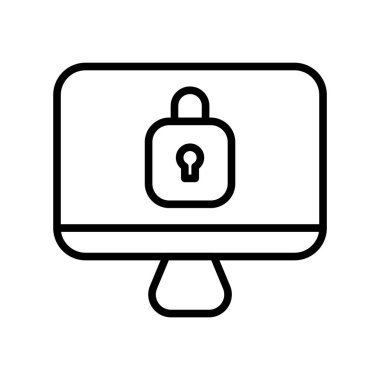 asma kilit simgesi bir monitörde