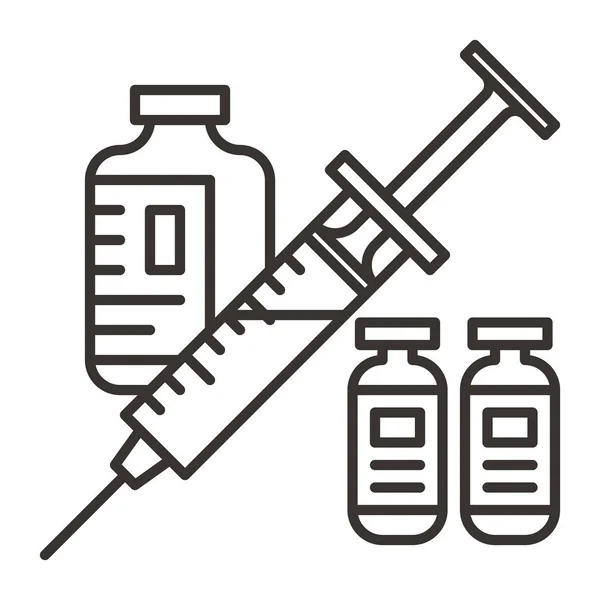 Strzykawki i pigułki w butelkach ikona ilustracja — Wektor stockowy