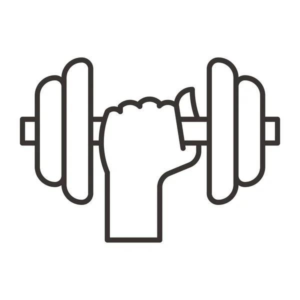 Hand with dumbell icon — Stock Vector