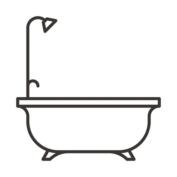 Bañera con icono de ducha — Vector de stock