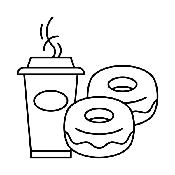 Dessin animé Café et beignets — Image vectorielle