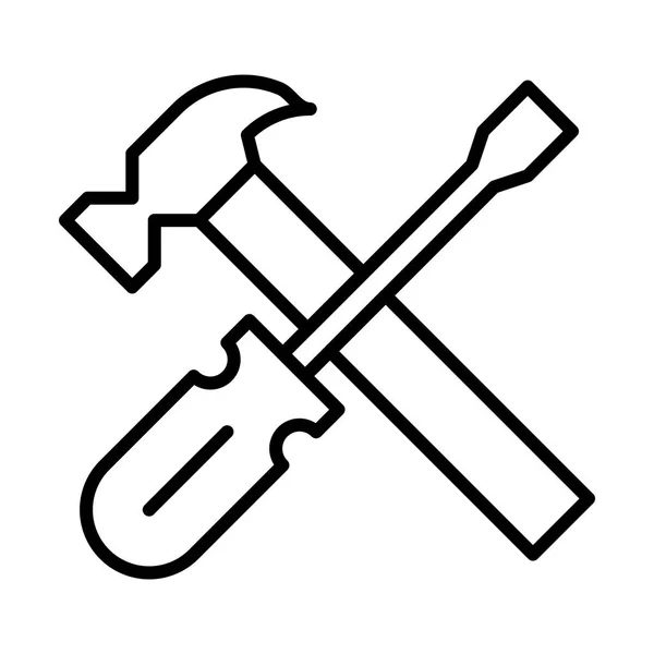 Chave de fenda e ilustração de martelo — Vetor de Stock