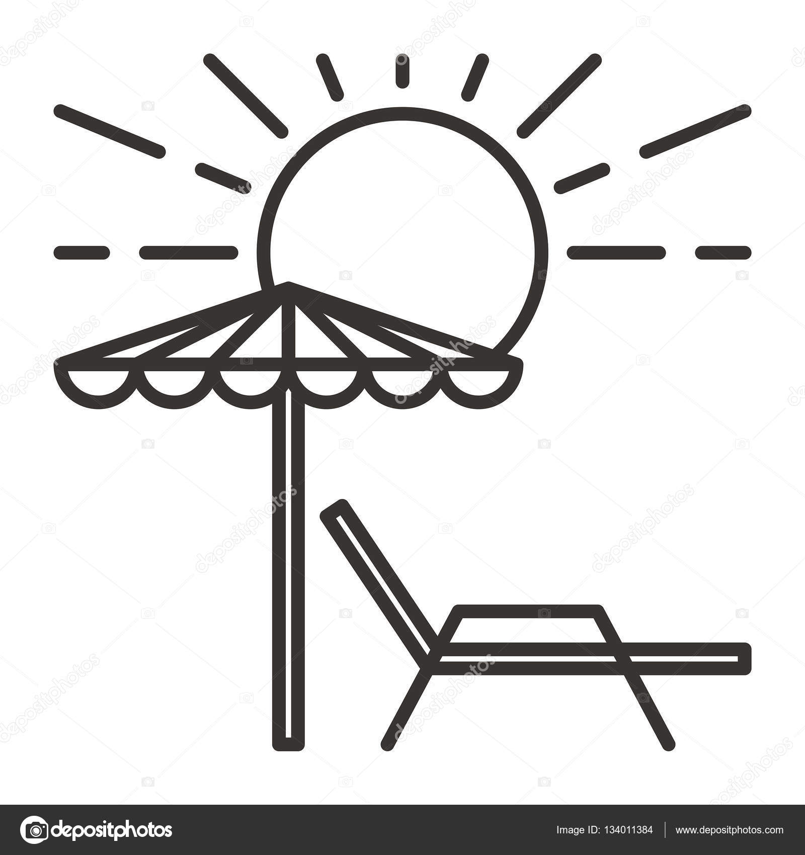 Napágy, napernyő egyszerű ikonnal — Stock Vektor