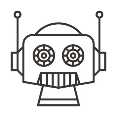 uzun gölge ile robot düz simgesi