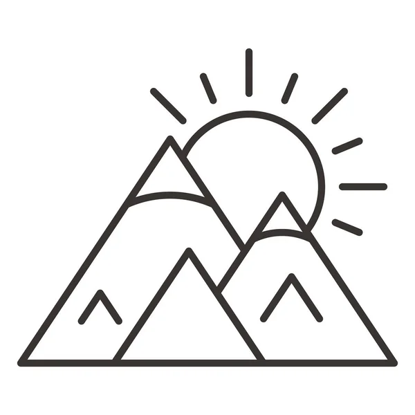 Montañas y sol icono — Vector de stock