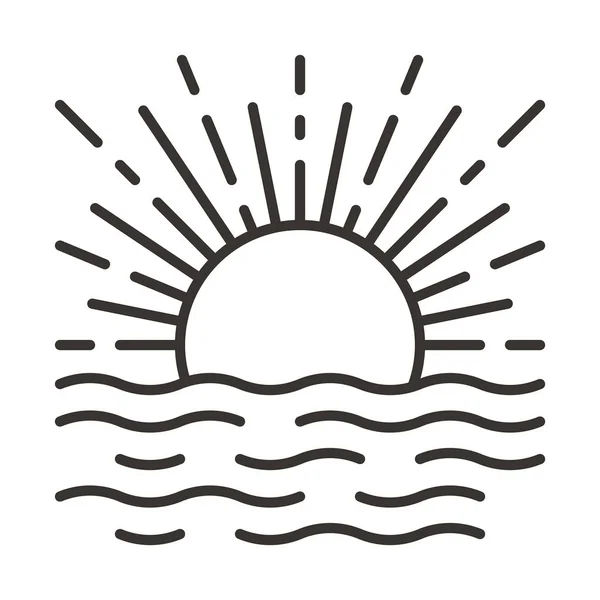 Sol y olas de mar icono — Archivo Imágenes Vectoriales