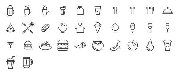 Ensemble de différentes icônes alimentaires — Image vectorielle