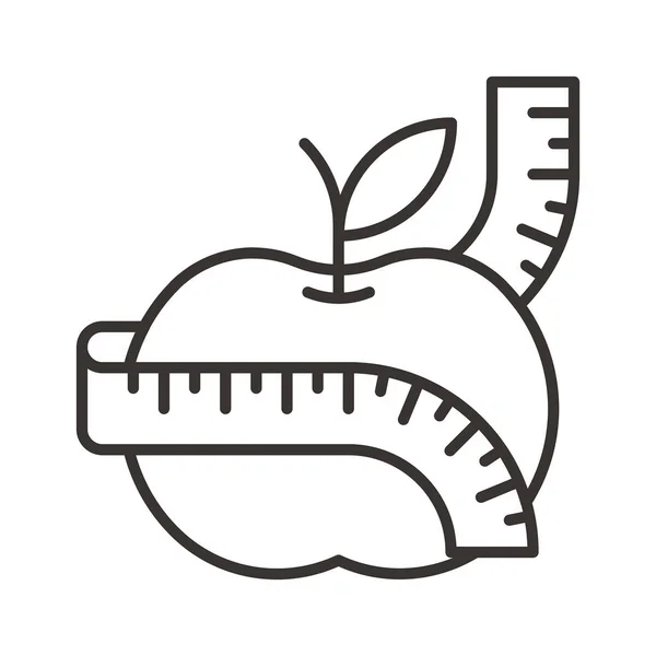 Apple and measure tape icon — Stock Vector