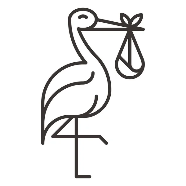 황새와 아기 아이콘 그림 — 스톡 벡터