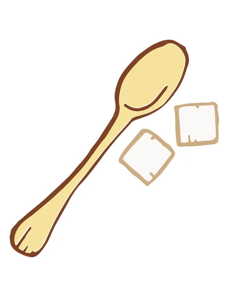 Lžíce a cukr kostky ikona — Stockový vektor