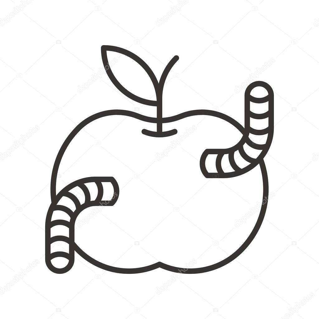 Яблоко с червяком раскраска