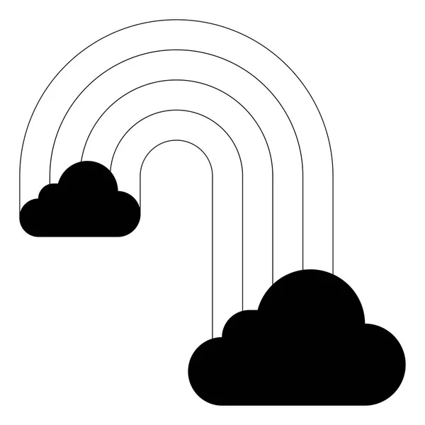 Arc-en-ciel avec icône Nuages — Image vectorielle