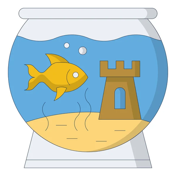 Vissen in aquarium pictogram — Stockvector