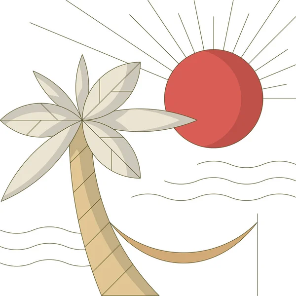 Soleil avec icône de palme — Image vectorielle