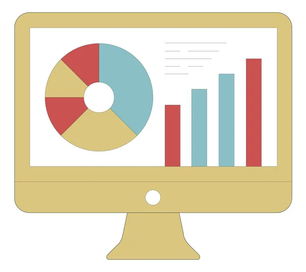 Gráfico de negocios en Monitor — Vector de stock