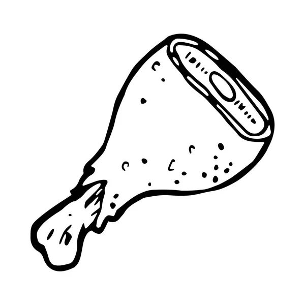Gamba di prosciutto disegnata a mano — Vettoriale Stock