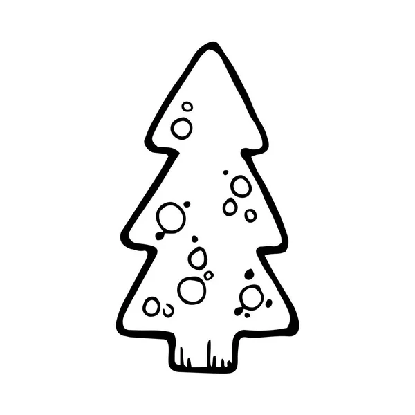 Handgetekende kerstboom — Stockvector