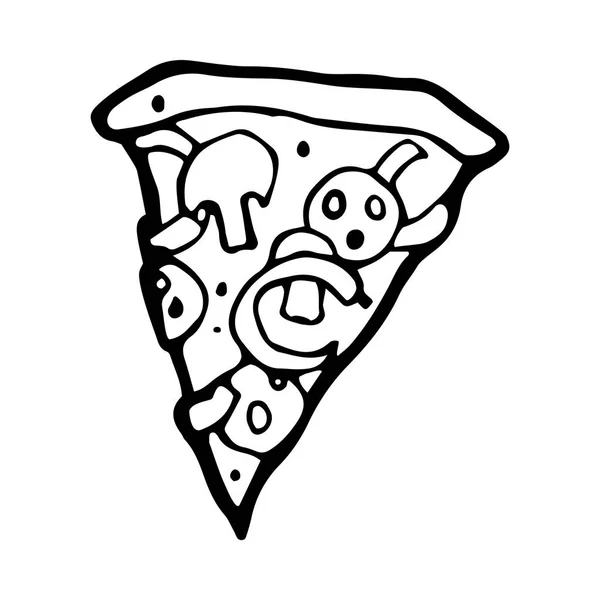 Rebanada de pizza dibujada a mano — Vector de stock