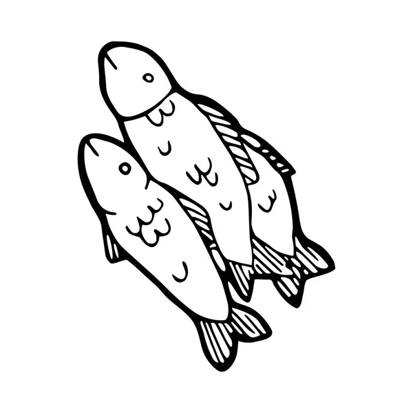 Handgezogener gebratener Fisch — Stockvektor
