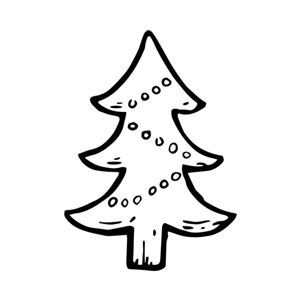 Handgetekende kerstboom — Stockvector