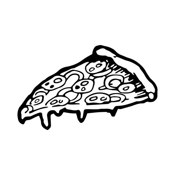 Rebanada de pizza dibujada a mano — Vector de stock