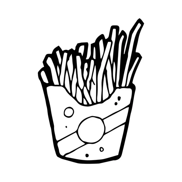 Batatas fritas doodle —  Vetores de Stock