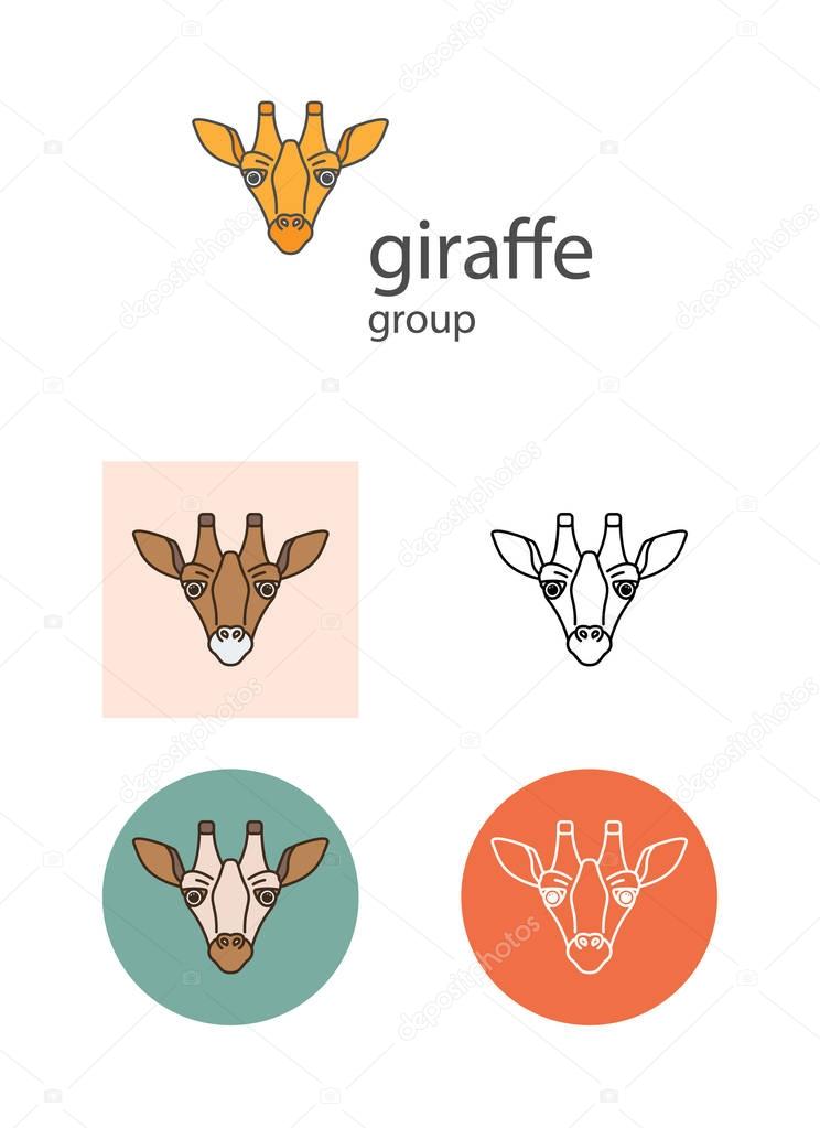 Giraffe logos set, vector illustration