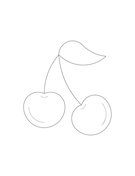 Cerezas con icono de hoja — Vector de stock