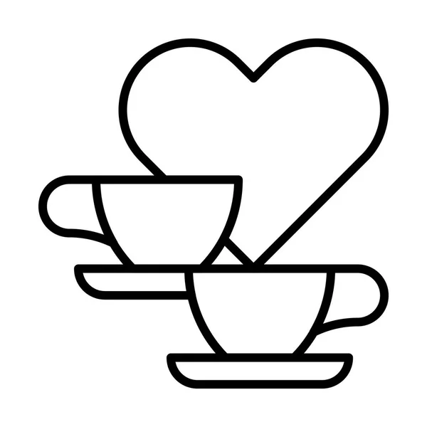 Coffee cups and heart — Stock Vector