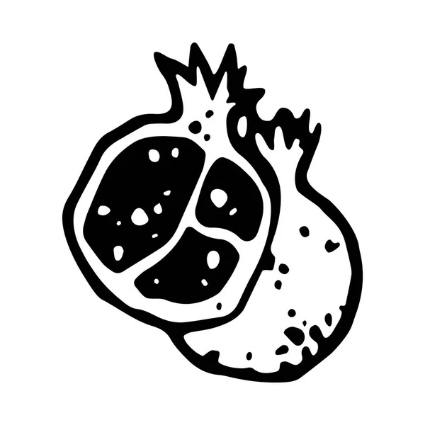 Granatapfel schwarz-weiß Symbol — Stockvektor