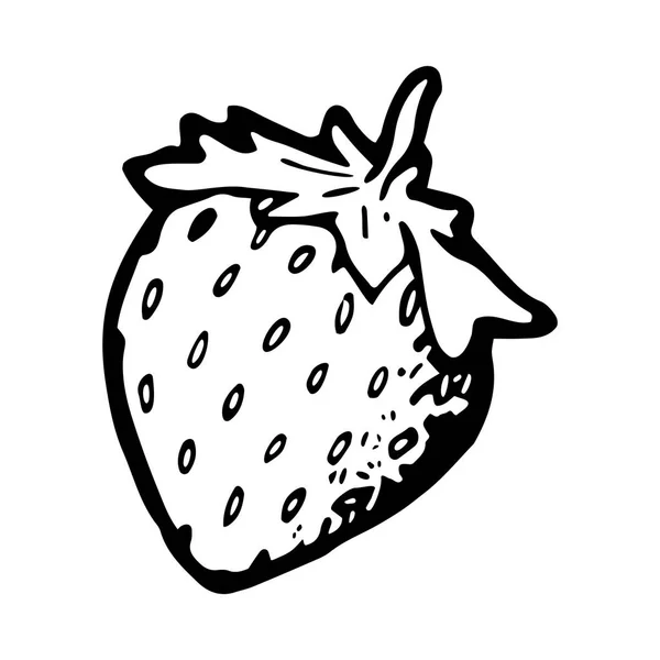Strawberry svarta och vita ikonen — Stock vektor
