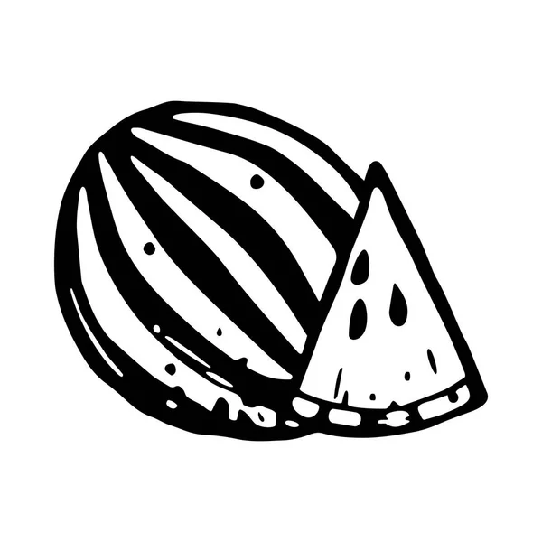 Watermelon black and white icon — Stock Vector