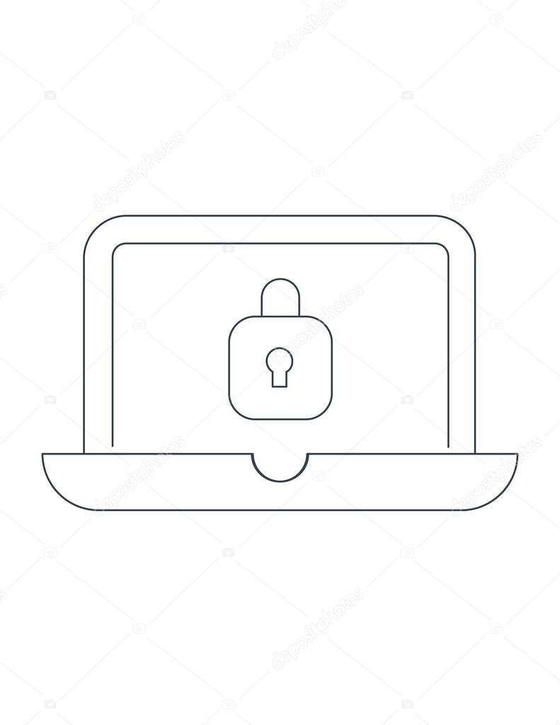 Locked computer icon vector illustration