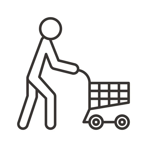 Osoba z zakupy koszyka ikona ilustracja — Wektor stockowy
