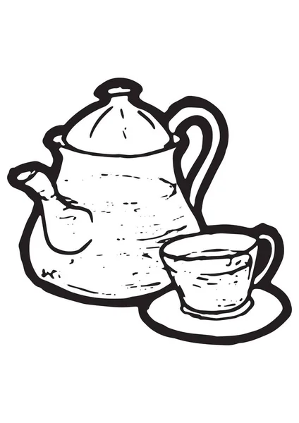 Чайник с значком чашки — стоковый вектор