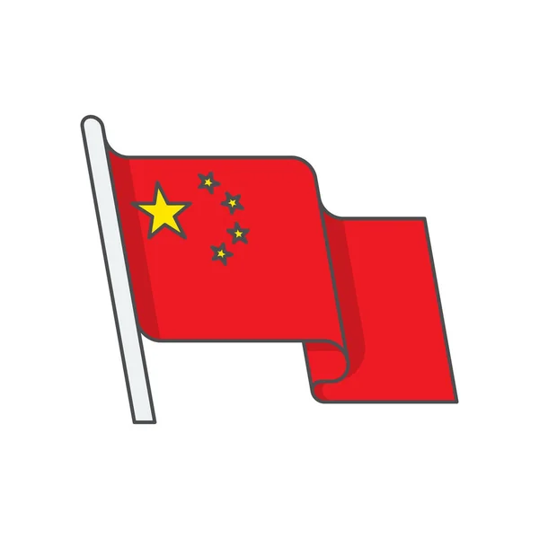 Bandeira hasteada da China — Vetor de Stock