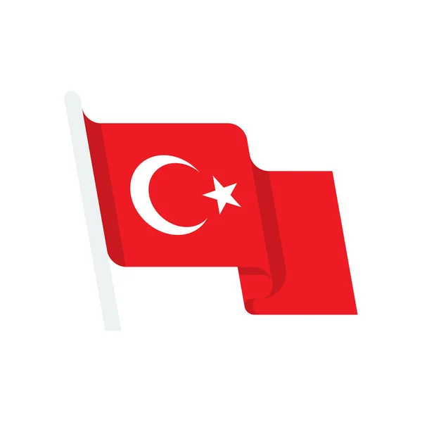 トルコの国旗を振って — ストックベクタ
