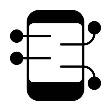 Web, mobil ve infographics, vektör çizim için Smartphone satırı simgesi