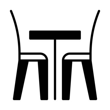 Masa ve sandalyeler hattı web, mobil için simge ve infographics, vektör çizim