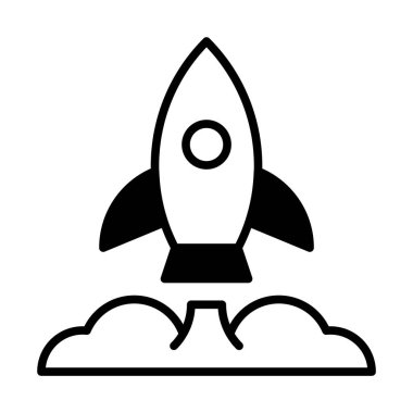 Web, mobil ve infographics, vektör çizim için roket satırı simgesi