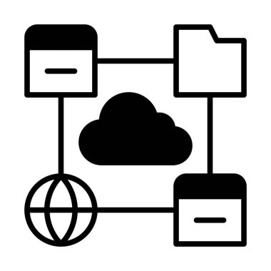 web, mobil ve infographics, vektör çizim için bulut sitesi satırı simgesi