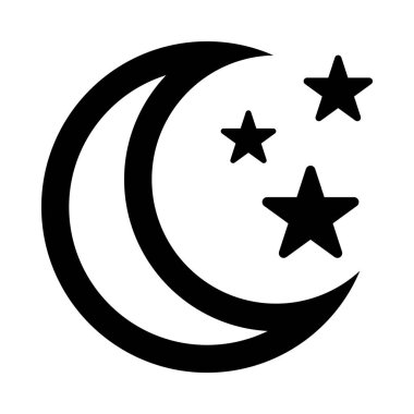 Ay ve yıldız web simgesi, vektör çizim