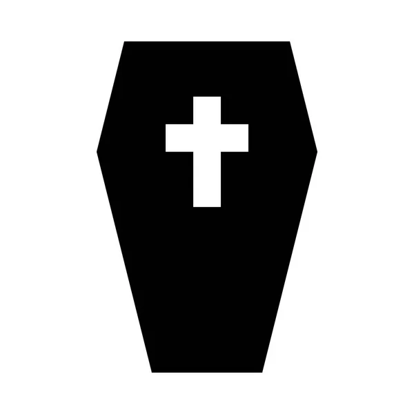 Minimalistic Monochrome Icon Coffin — Stock Vector