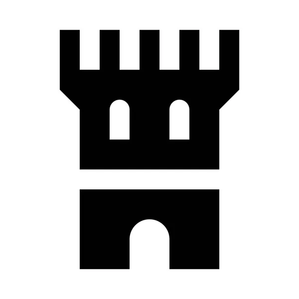 塔または城のミニマルなモノクロ アイコン — ストックベクタ