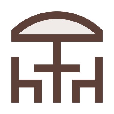  Sandalyeli masa, ikon. düz tasarım biçimi 