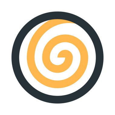 Bükülmüş çizgi simgesi ile daire, düz tasarım biçimi.