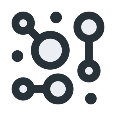 Çeşitli daire ve çizgi simgelerinden oluşan soyut figür, düz tasarım biçimi.