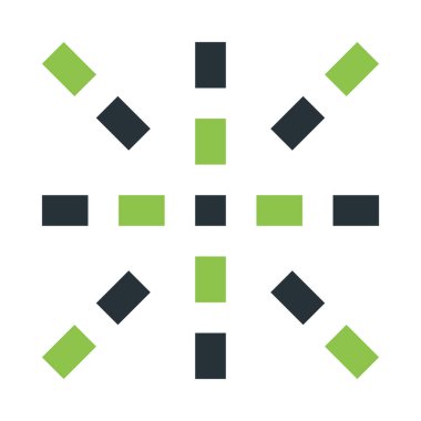 Çizgi simgesi ve düz tasarım tarzıyla soyut şekil.